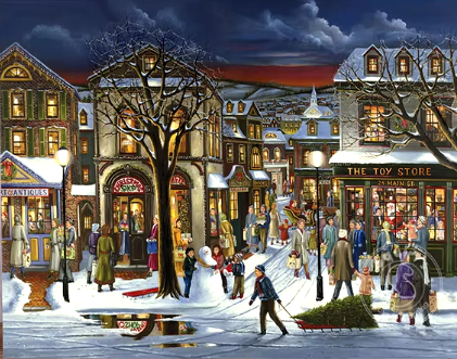 Vintage Main Street Christmas Paint By Number