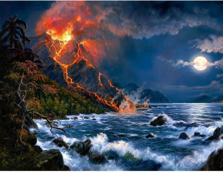 Volcano Seascape Diamond Painting Set