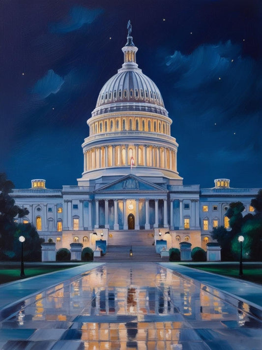 Paint By Number Washington D.C. – Capitol Building at Night