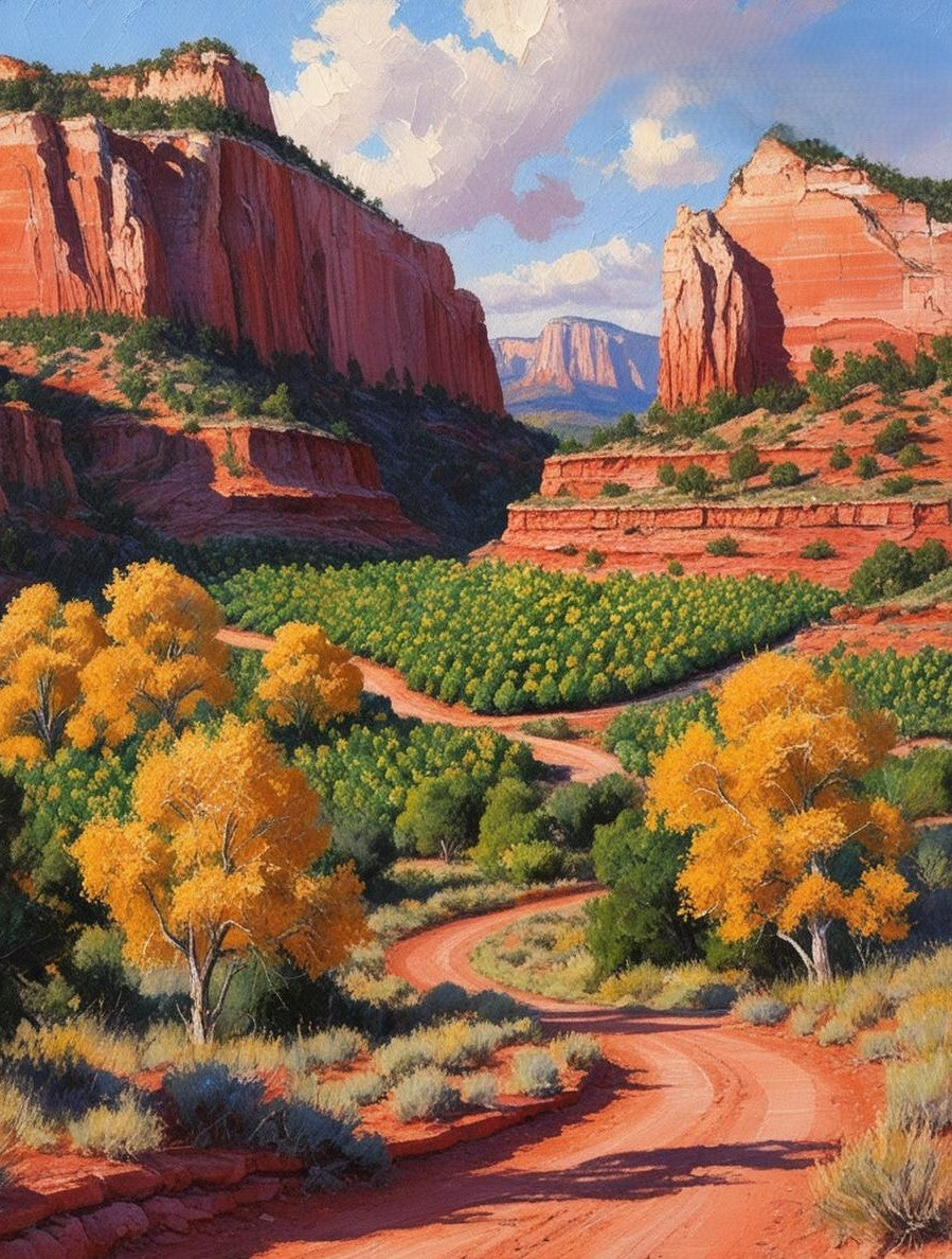 Paint by Number Capitol Reef National Park (Utah) – Waterpocket Fold with Red Cliffs and Orchards