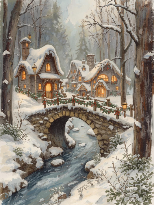 Paint by Number Christmas Evening in Village