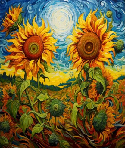 Paint by Number Whimsical Sunflower Palette