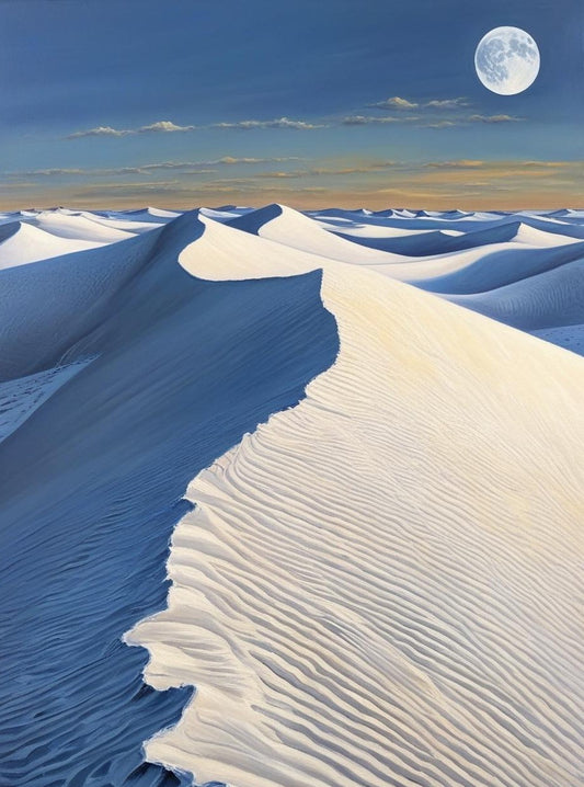 Paint by Number White Sands National Park (New Mexico) Rolling Dunes Under a Full Moon