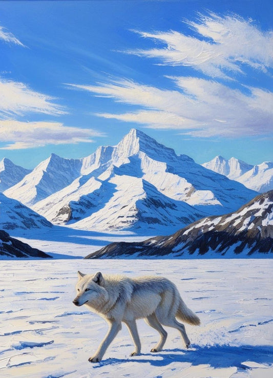 Paint by Number Wrangell-St. Elias National Park (Alaska) -Covered Mountains and a Wandering Wolf