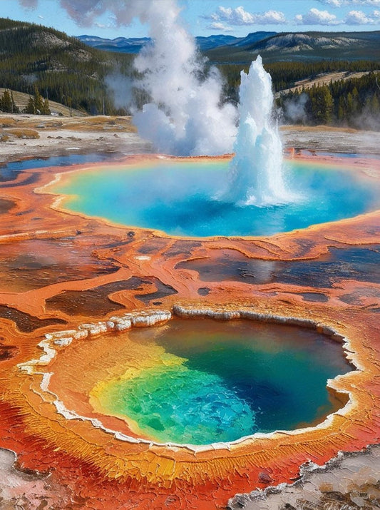 Paint by Number Yellowstone National Park (Wyoming, Montana , Idaho)–Iconic Geysers and Hot Springs