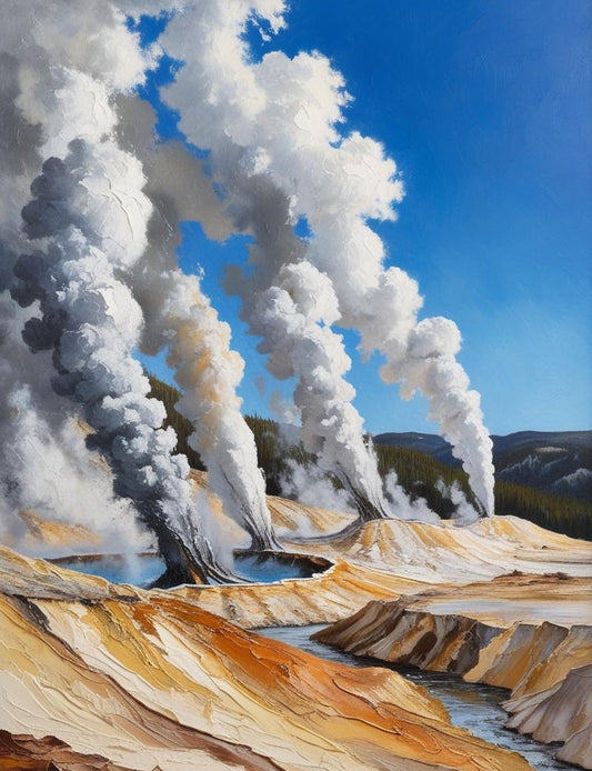 Paint by Number Yellowstone National Park (Wyoming, Montana , Idaho)The Smoking Hills (Roaring Mountain)