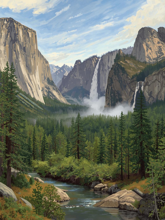 Yosemite National Park (California) Paint by Number Yosemite Falls Beauty