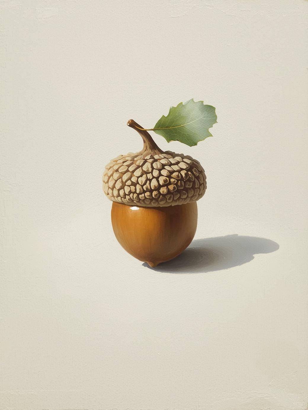 Paint By Number Acorn with Leaf for Adults – DIY Nature Still Life Canvas Kit