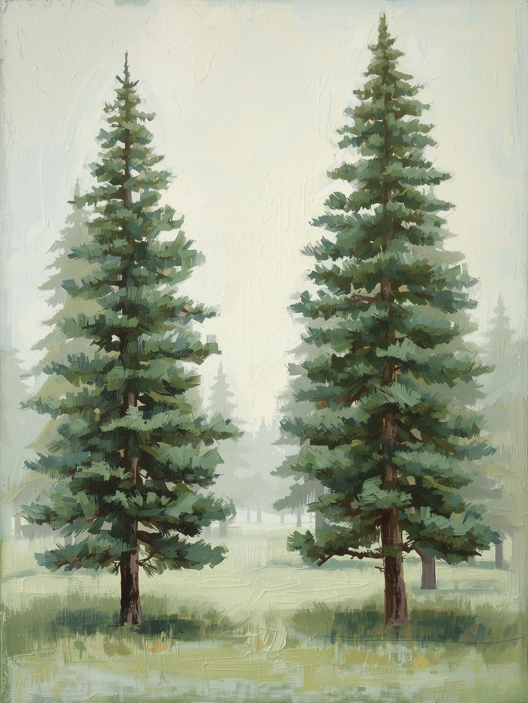 Paint by Number Beginner Friendly Pine Forest Scene – Easy Canvas Paint by Number Kit