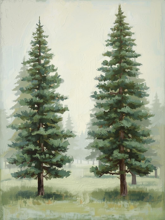 Paint by Number Beginner Friendly Pine Forest Scene – Easy Canvas Paint by Number Kit