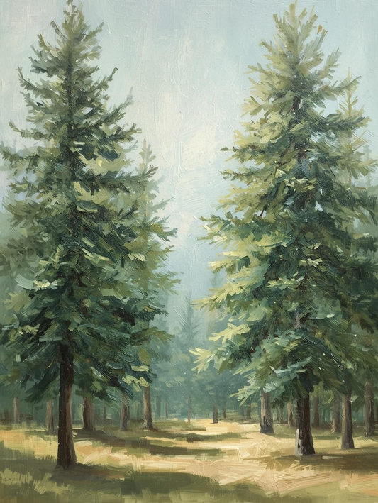 Paint by Number Simple Pine Tree Forest – Beginner Friendly Paint by Number Kit for Adults