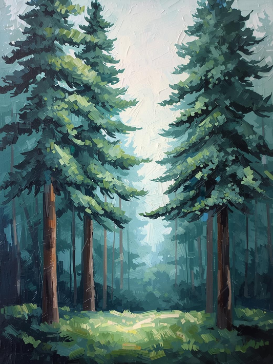Paint by Number Pine Forest Landscape – Serene Paint by Number Kit for Adults