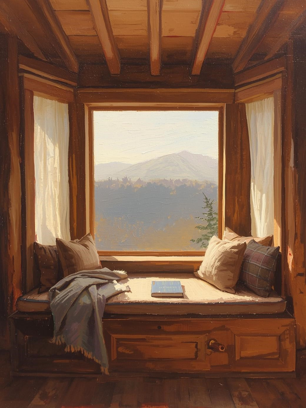 Paint by Number Cozy Cabin Window Reading Nook – Adult DIY Paint by Number Kit