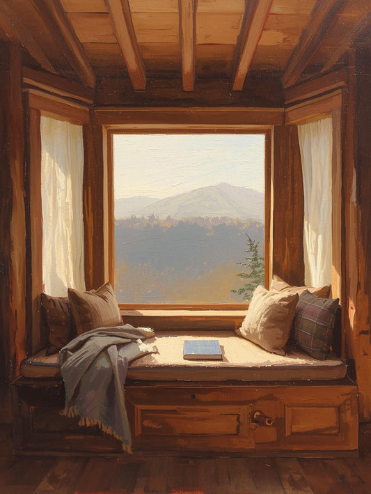 Paint by Number Cozy Cabin Window Reading Nook – Adult DIY Paint by Number Kit