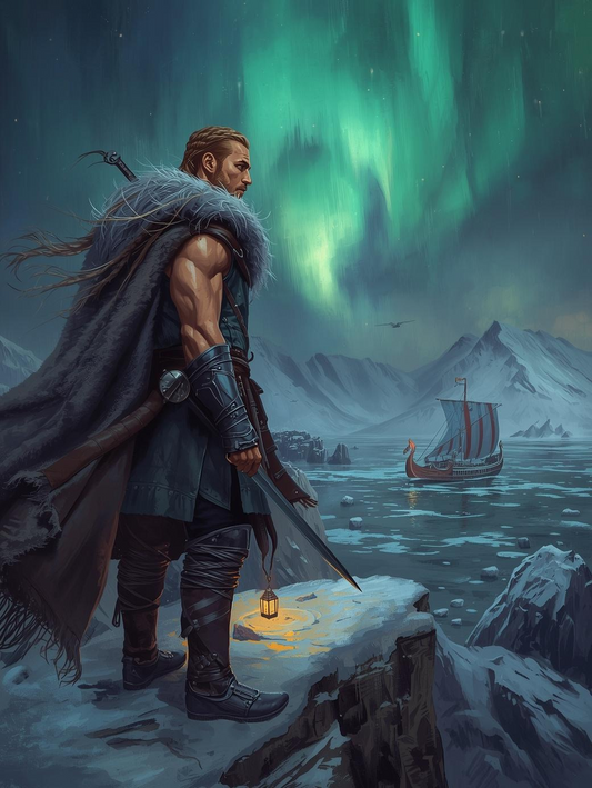 Paint by Number Viking Warrior Watching the Frozen Fjord – Paint by Number for Adults