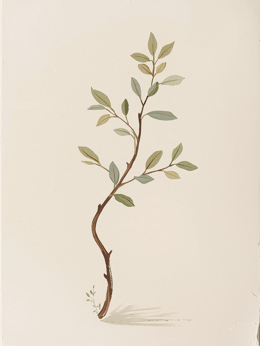 Paint By Number Leaf and Branch Still Life – Minimal Nature Canvas Painting Kit