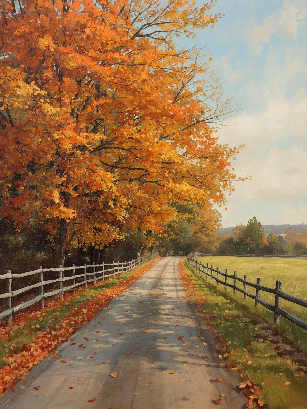 Paint by Number Country Road in Autumn – Scenic Fall Landscape Paint by Number Kit for Adults