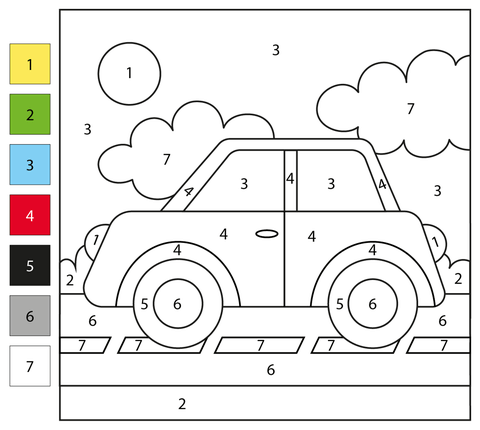 Free Color By Number Car