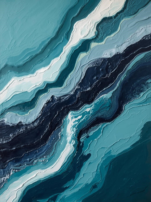 Paint by Number Ocean Depths – Dramatic Teal Abstract Coastal Wall Art Kit for Adults