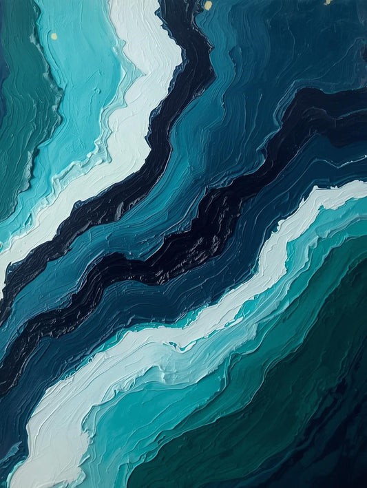 Paint by Number Ocean Currents – Deep Teal Abstract Coastal Wall Art Kit for Adults