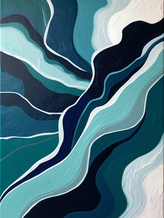 Paint by Number Coastal Rhythm – Modern Teal Wave Wall Art Kit for Adults