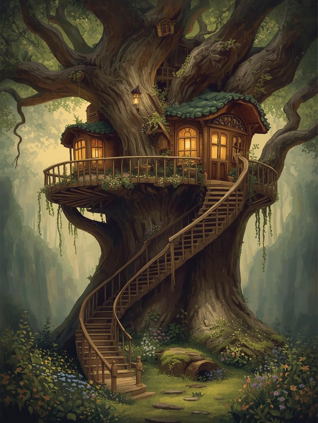 Paint by Number Grand Forest Treehouse – Paint by Number Kit for Adults
