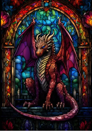 Paint by Number Mighty Dragon Stained Glass