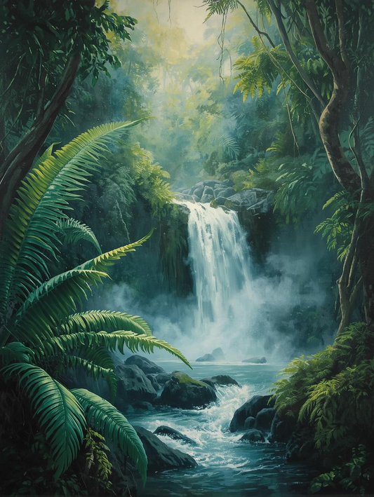 Paint by Number Rainforest Waterfall – Tropical Paint by Number Kit for Adults