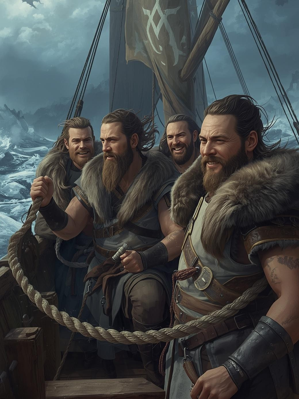 Paint by Number Viking Crew Sailing Through Arctic Seas – Nordic DIY Wall Art Canvas