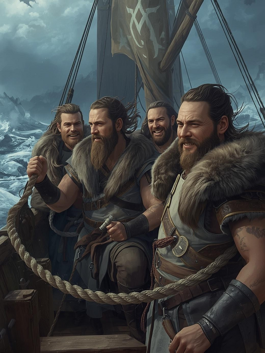 Paint by Number Viking Crew Sailing Through Arctic Seas – Nordic DIY Wall Art Canvas