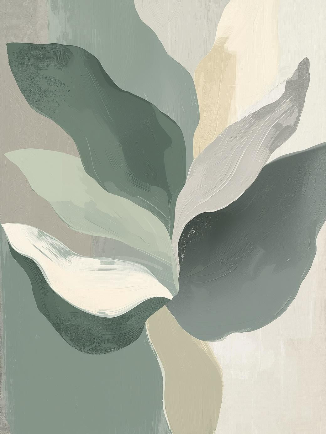 Paint by Number Sage Leaf Composition – Abstract Botanical Canvas Kit for Adults
