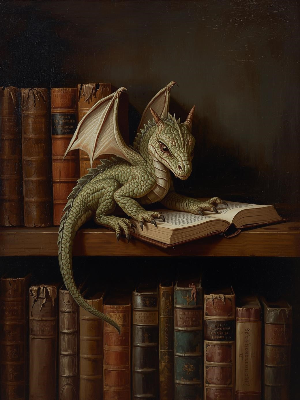 Paint by Number Green Dragon on Open Book – Paint by Numbers Kit for Adults