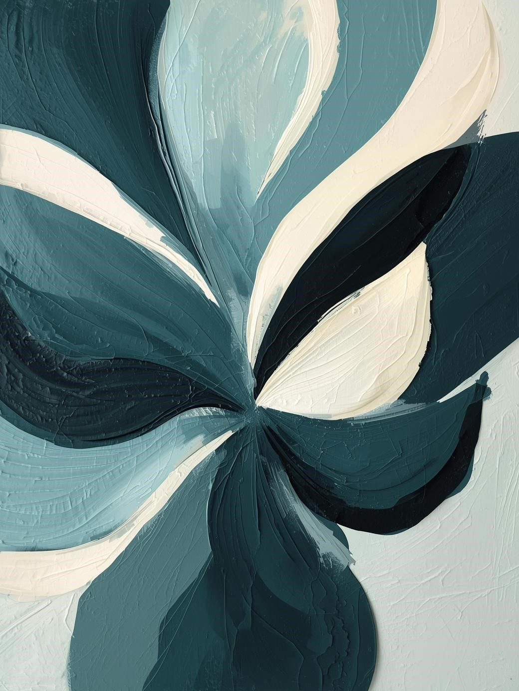 Paint by Number Teal Petal Bloom – Abstract Floral Canvas Kit for Adults