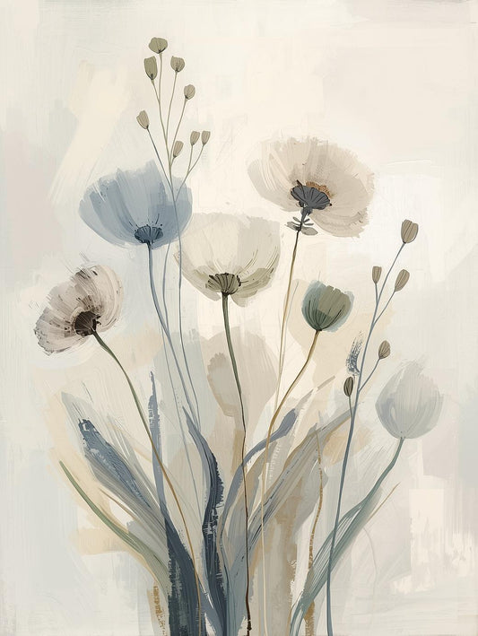 Paint by Number Neutral Wildflower Stems – Abstract Botanical Canvas Kit for Adults
