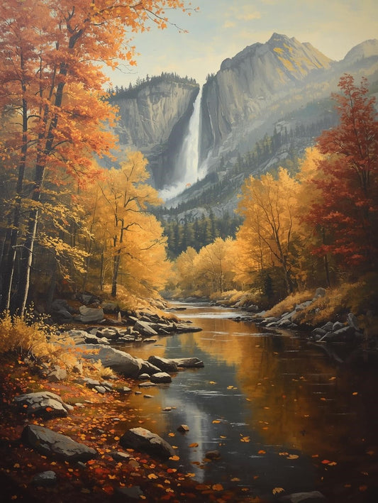 Paint by Number Autumn River with Waterfall - Paint by Number Kit for Adults