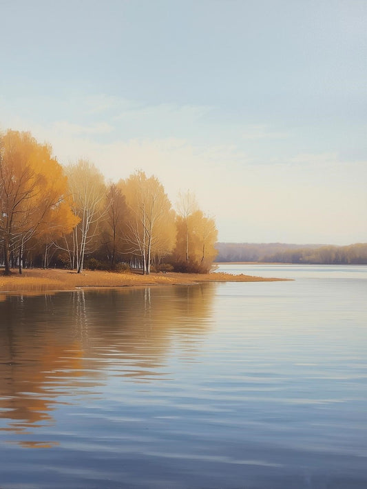 Paint by Number Golden Lakeside Reflection – DIY Painting Kit