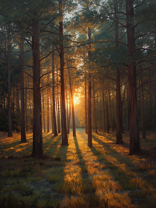 Paint by Number Dusk Forest Landscape – Canvas Paint by Number Kit