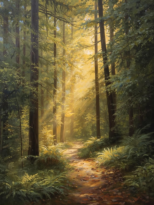 Paint by Number Peaceful Forest Path Scene – DIY Paint by Number Kit for Adults