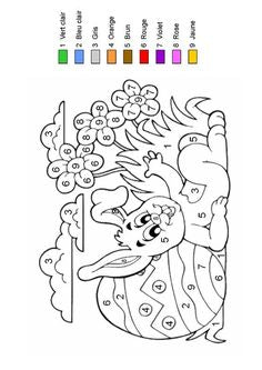 Free Color By Number Easter Bunny