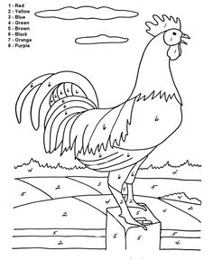 Free Color By Number  It's Time To Get Up Rooster