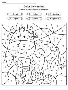 Free Color By Number Cute Cow