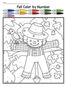 Free Color By Number  Scarecrow