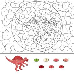 Free Color By Number Dinosaur In Circle