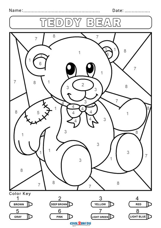 Free Color By Number Teddy Bear