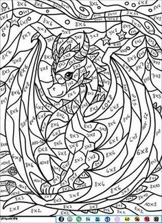 Free Color By Number Cute Dragon