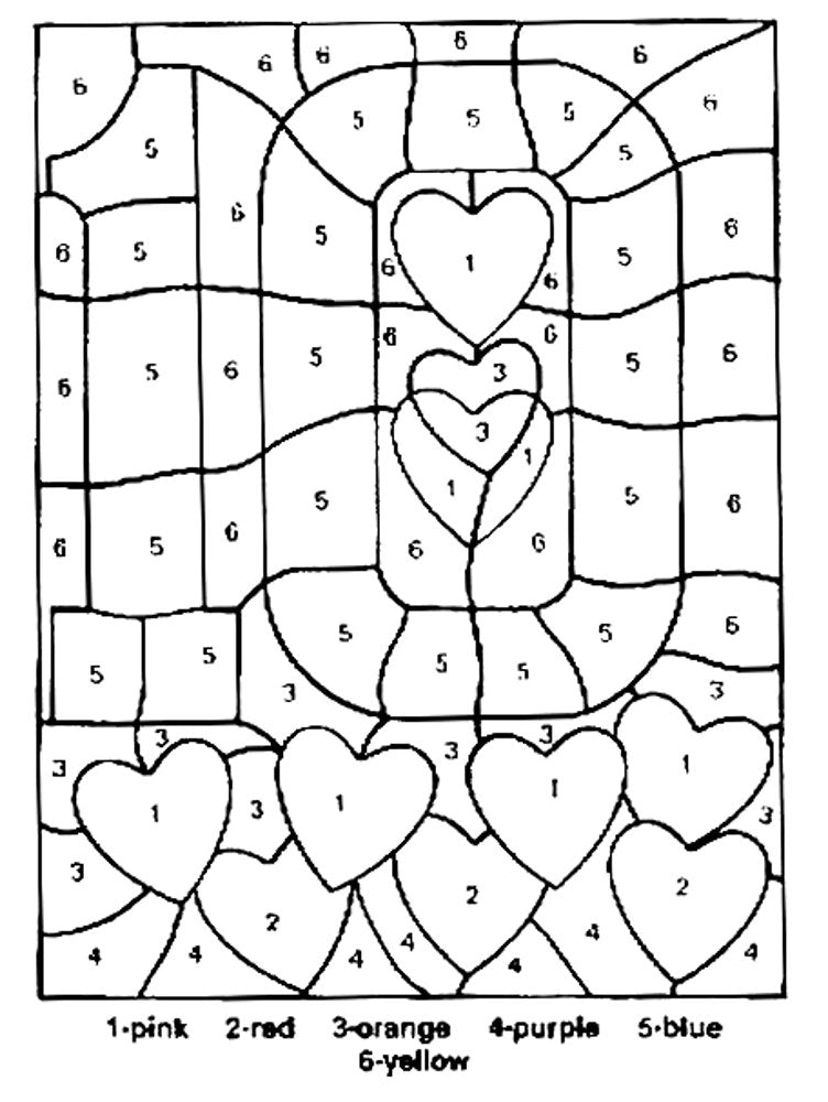 Free Color By Number  Hearts