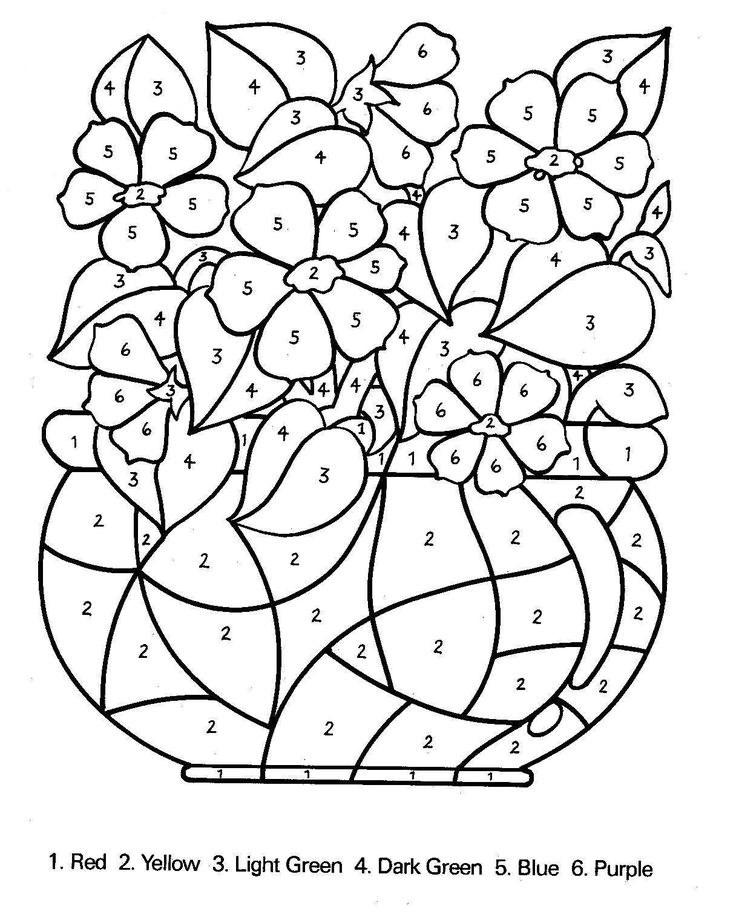 Free Color By Number Flower Bowl