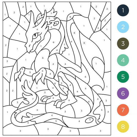 Free Color By Number Color By Number Dragon