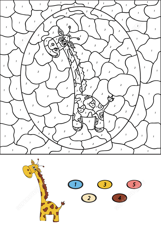 Free Color By Number Giraffe