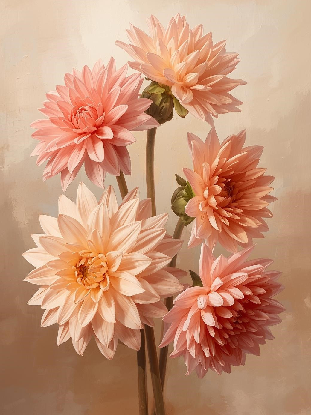 Paint by Number Blush Dahlia Elegance – Floral Paint by Number Kit